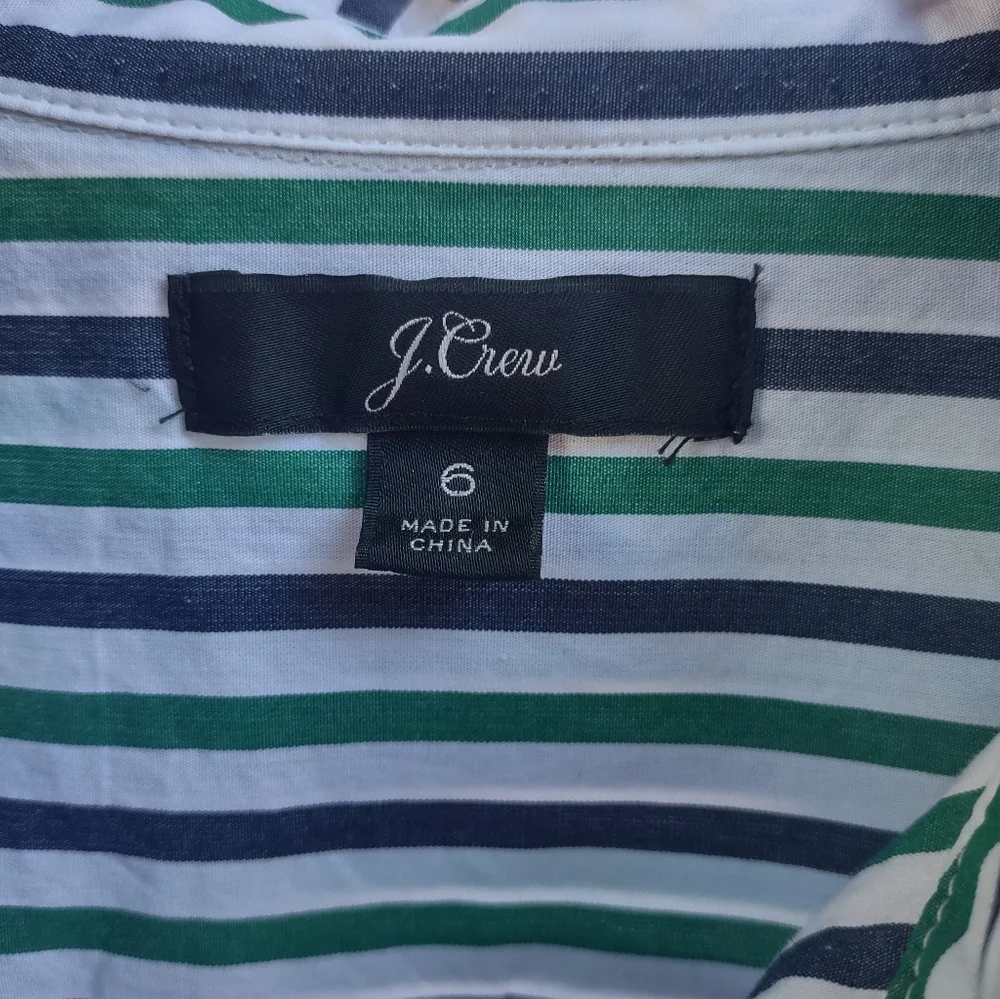 J Crew Green and White Striped Shirt - Picture 4 of 10